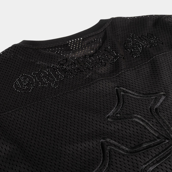 Cross Rhinestone Mesh Mens Jersey (Black)