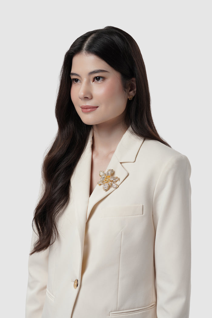 crystal orchid brooch in gold by buttonscarves on blazer