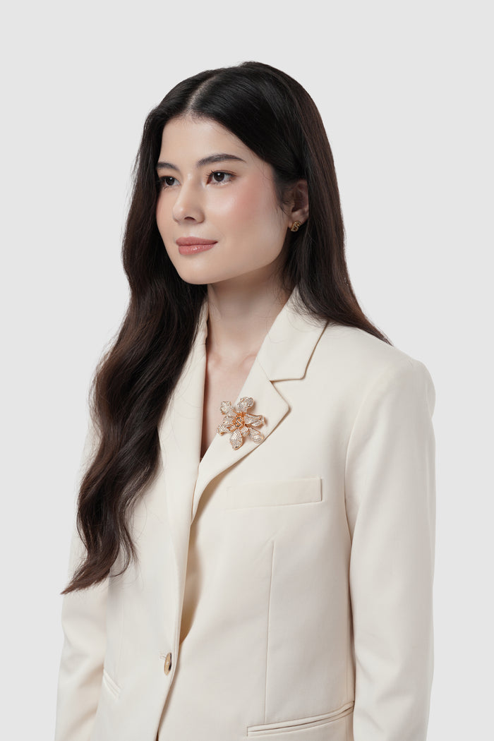 crytal orchid brooch in rose gold by buttonscarves on blazer