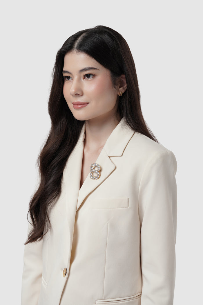 daria brooch in gold by buttonscarves on blazer