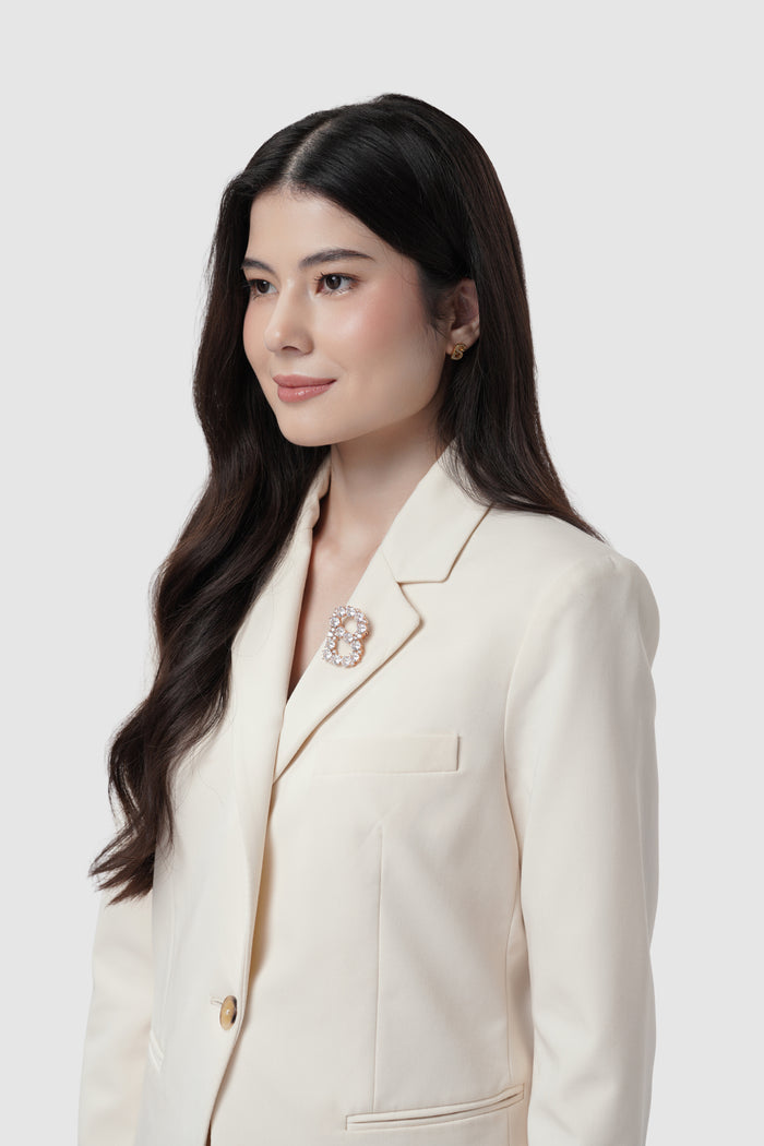 daria brooch in rose gold by buttonscarves on blazer
