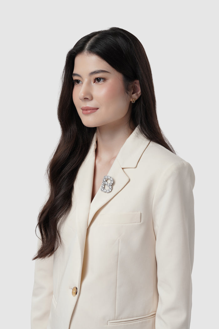 daria brooch in silver by buttonscarves on blazer