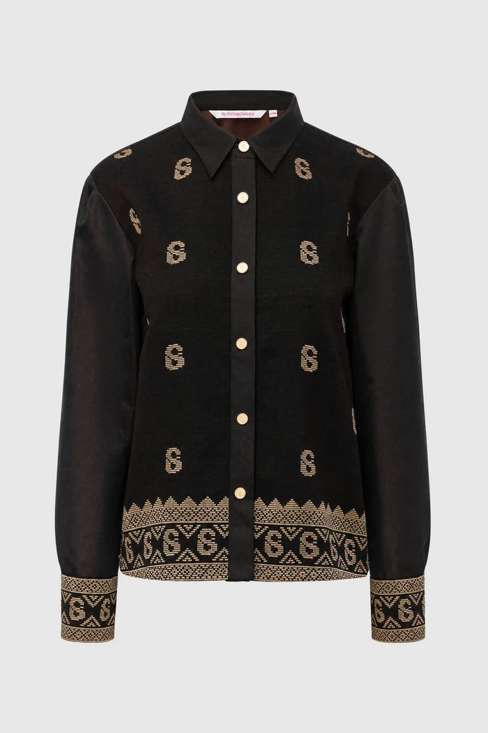 deli etoffe crop shirt brown by buttonscarves