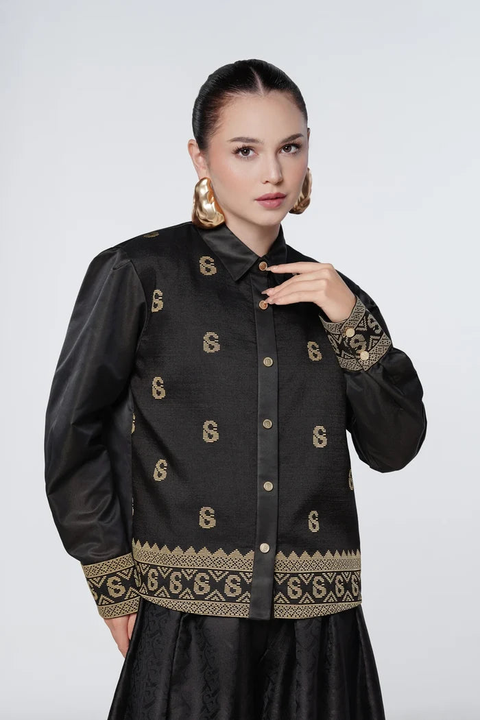 deli etoffe crop shirt brown by buttonscarves front view