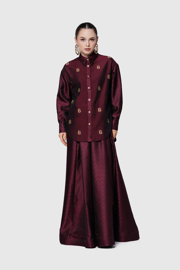 deli etoffe overshirt maroon styled outfit