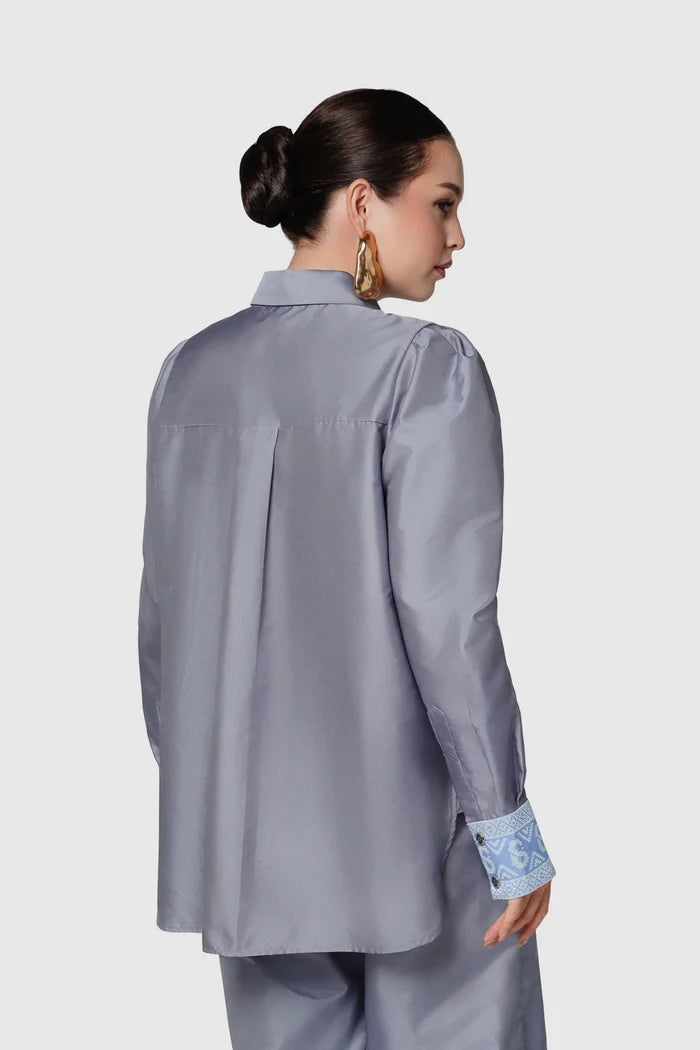 deli etoffe shirt blue by buttonscarves back view