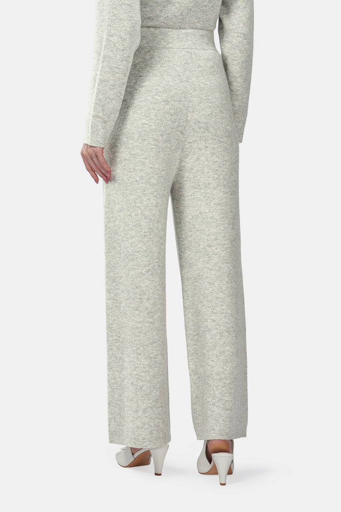 deux knit pants in misty grey by buttonscarves back view
