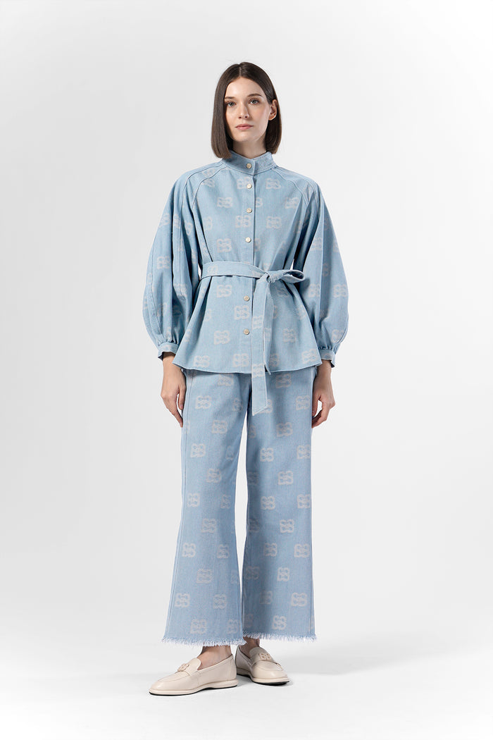 Deux Raglan Denim Shirt - Blue