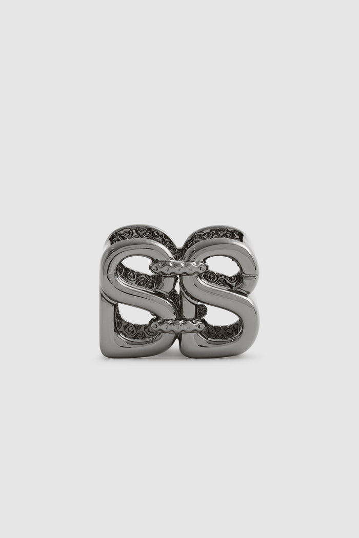 Deux Ring Brooch - Hematite