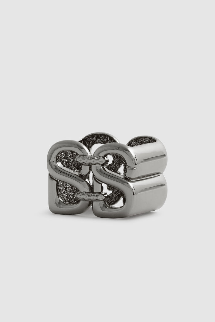 Deux Ring Brooch - Hematite