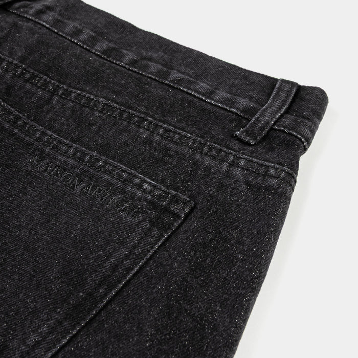 Double Knee Washed Mens Shorts (Black)