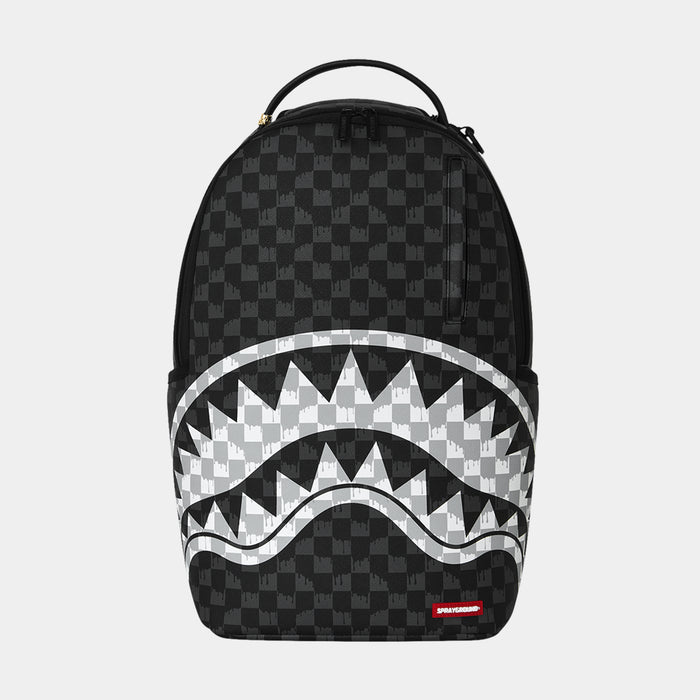 Drip Check Shark Mens Backpack (Black/White)
