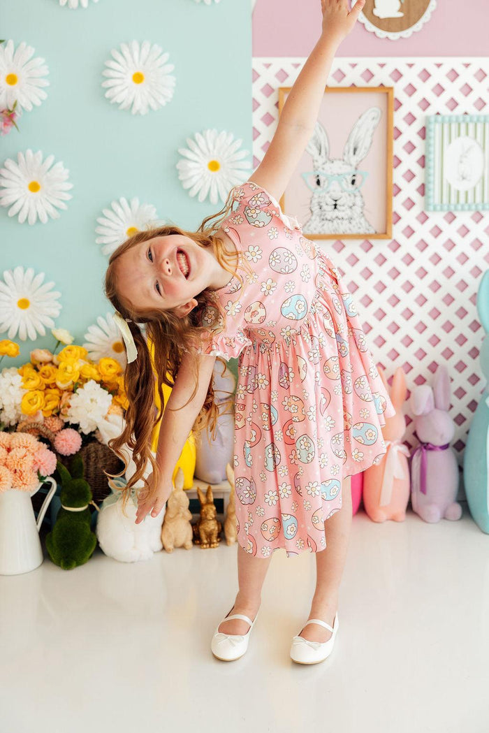 Easter Egg Hunt Flutter Sleeve Twirl Dress-Mila & Rose ®