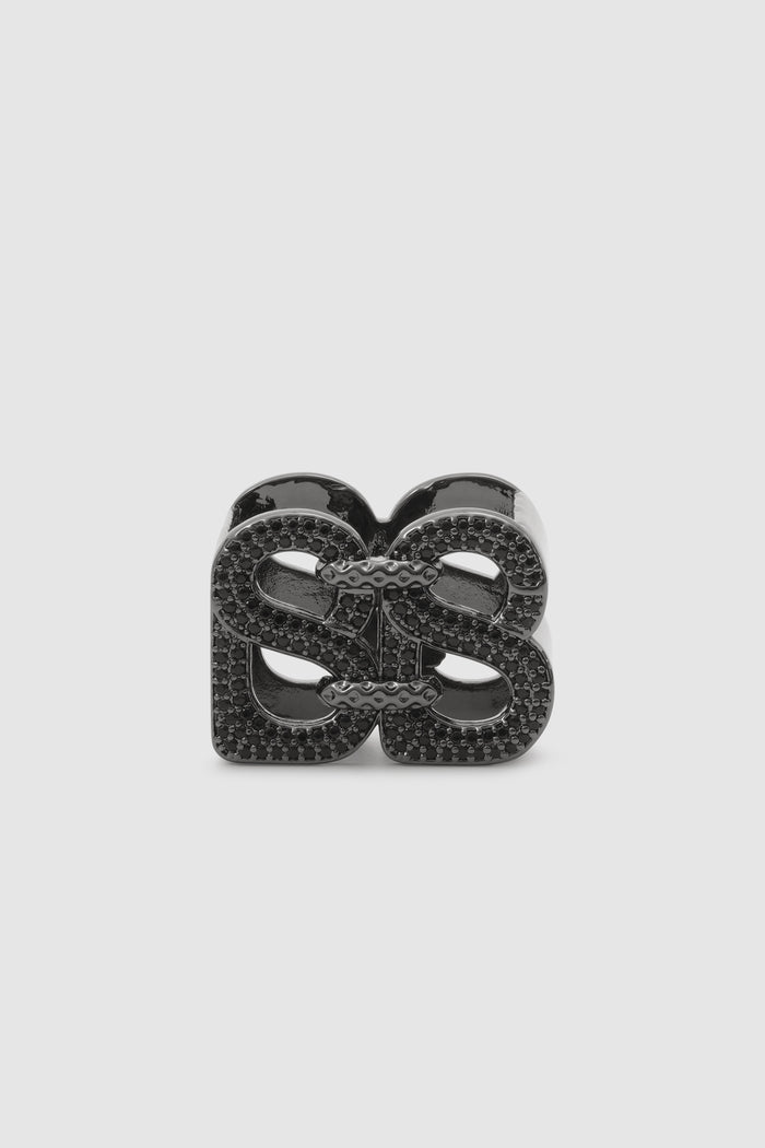 éclat ring brooch in hematite with sparkling crystal details