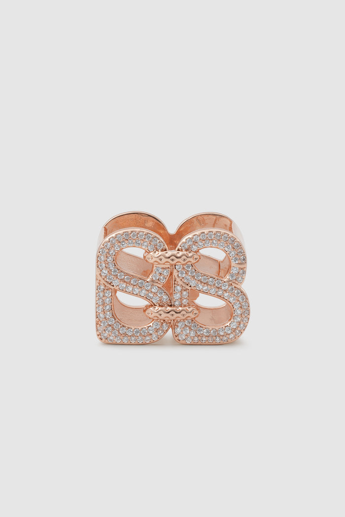 éclat ring brooch in rose gold with sparkling crystal details