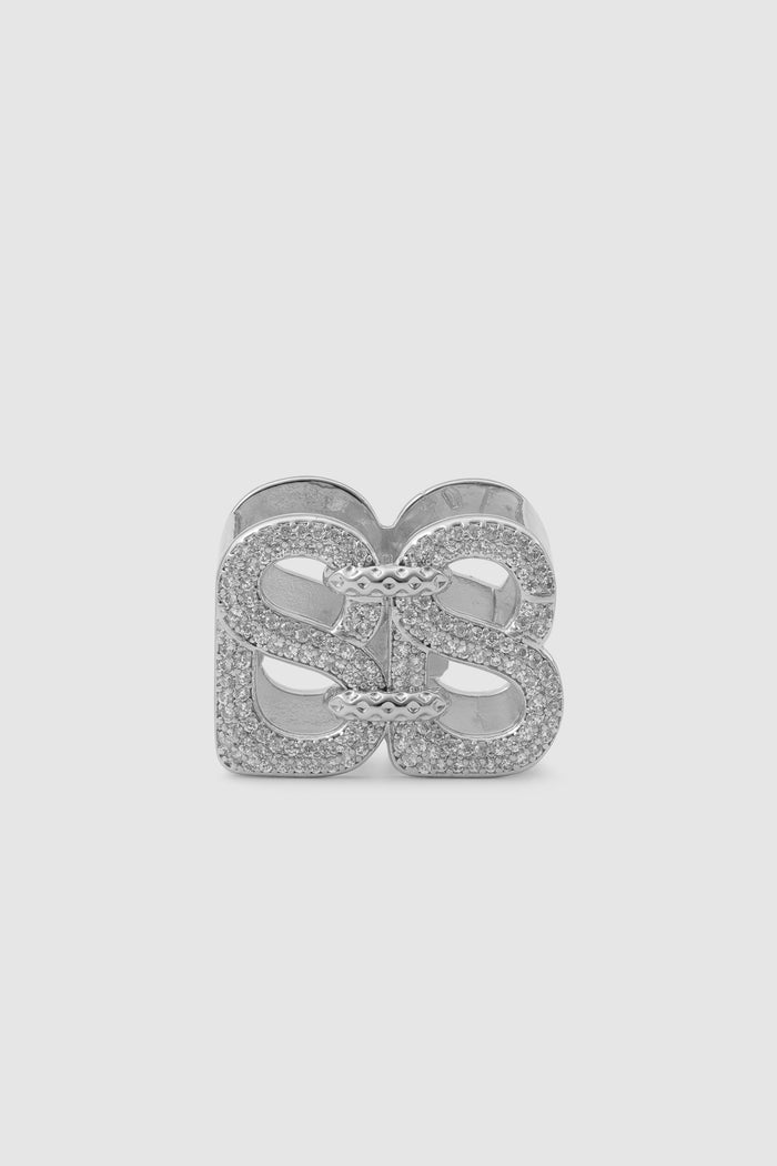 éclat ring brooch in silver with sparkling crystal details