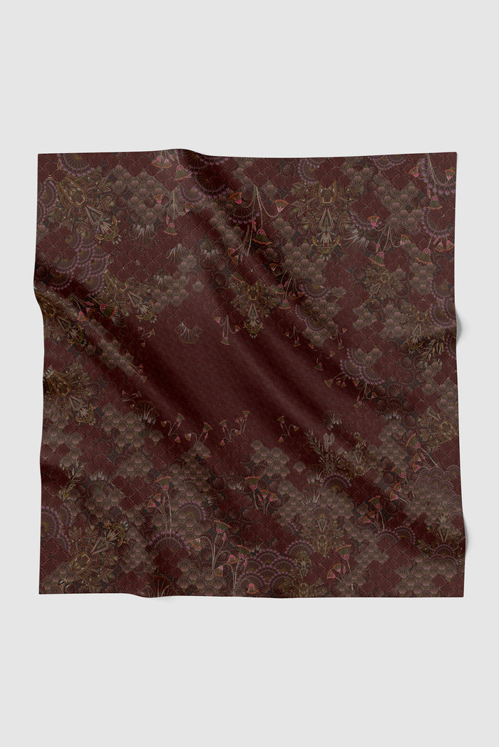 egypt printed square scarf in carmine by buttonscarves
