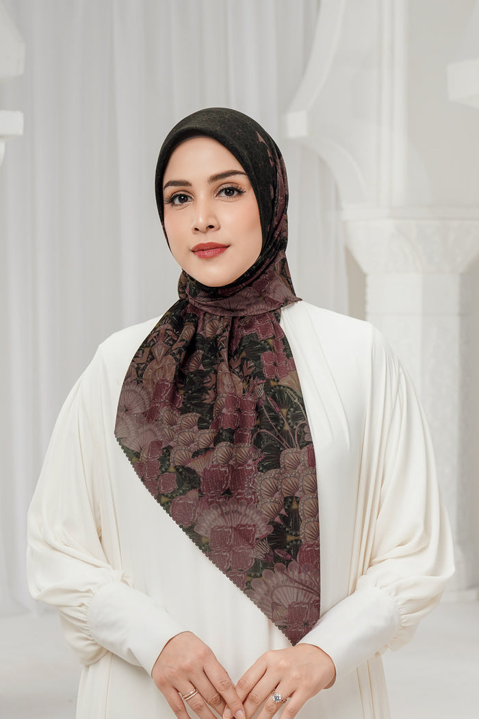 egypt printed square scarf in eclipse by buttonscarves front view