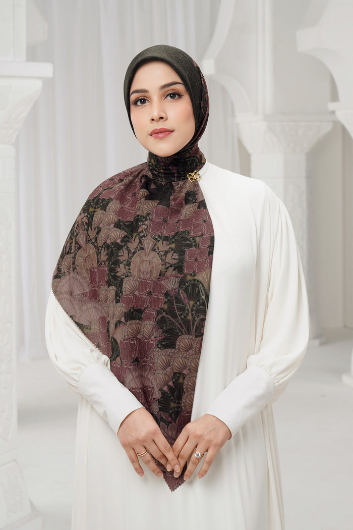 egypt printed square scarf in eclipse by buttonscarves style look
