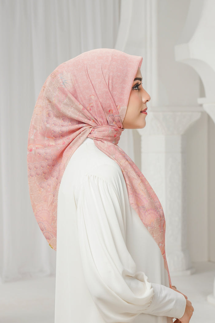egypt printed square scarf in lotus by buttonscarves side view