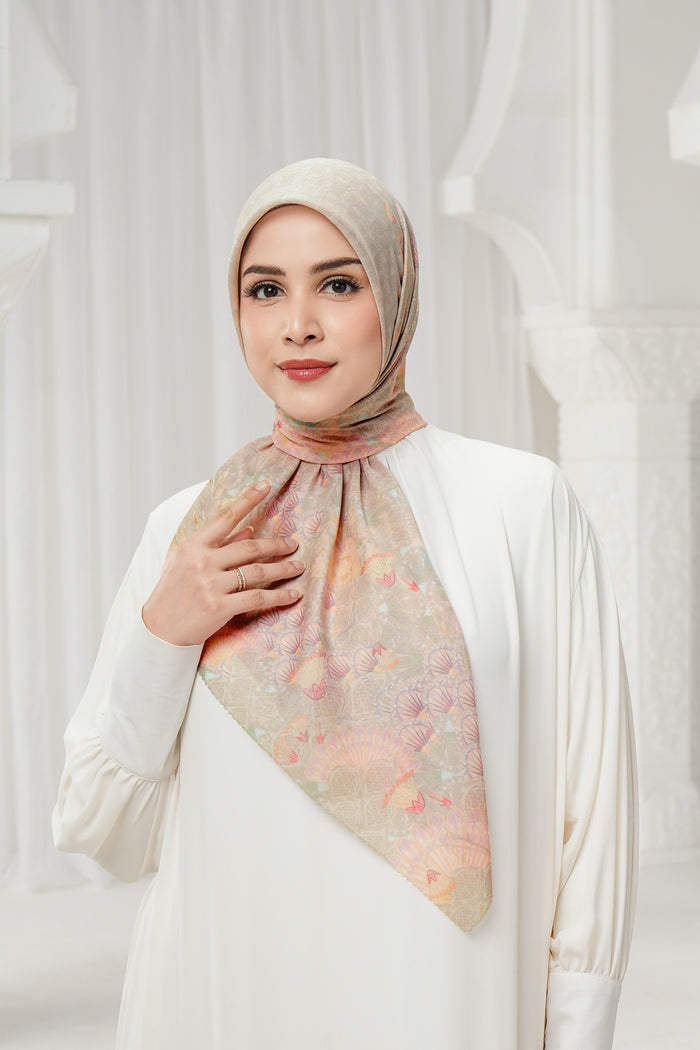 egypt printed square scarf in sahara by buttonscarves front view