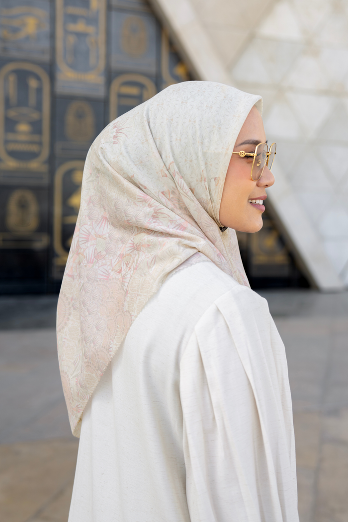 egypt printed square scarf in sinai by buttonscarves style look