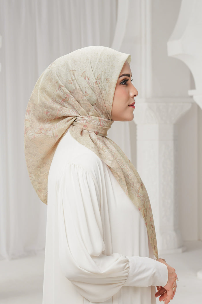 egypt printed square scarf in sinai by buttonscarves side view