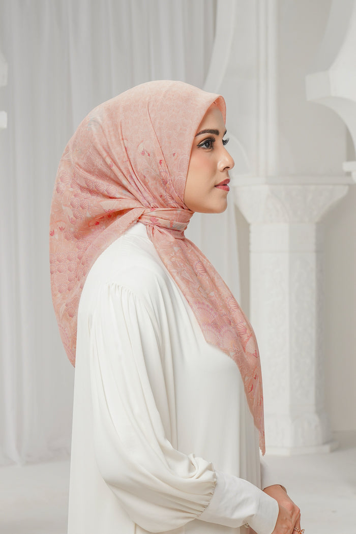egypt printed square scarf in sunset by buttonscarves side view