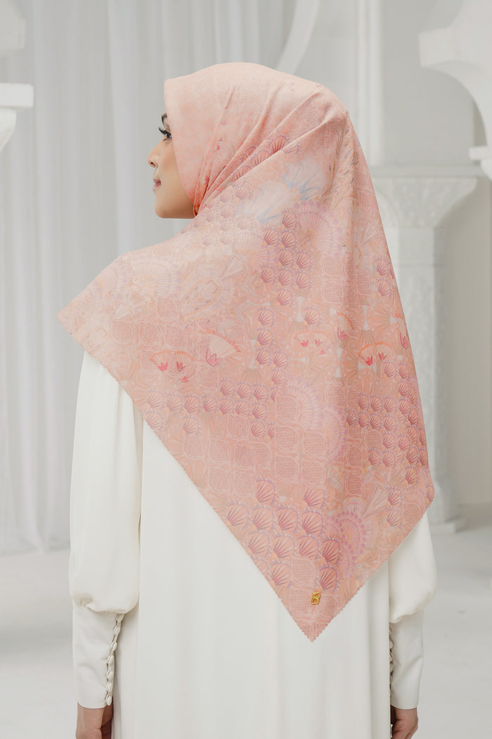 egypt printed square scarf in sunset by buttonscarves back view