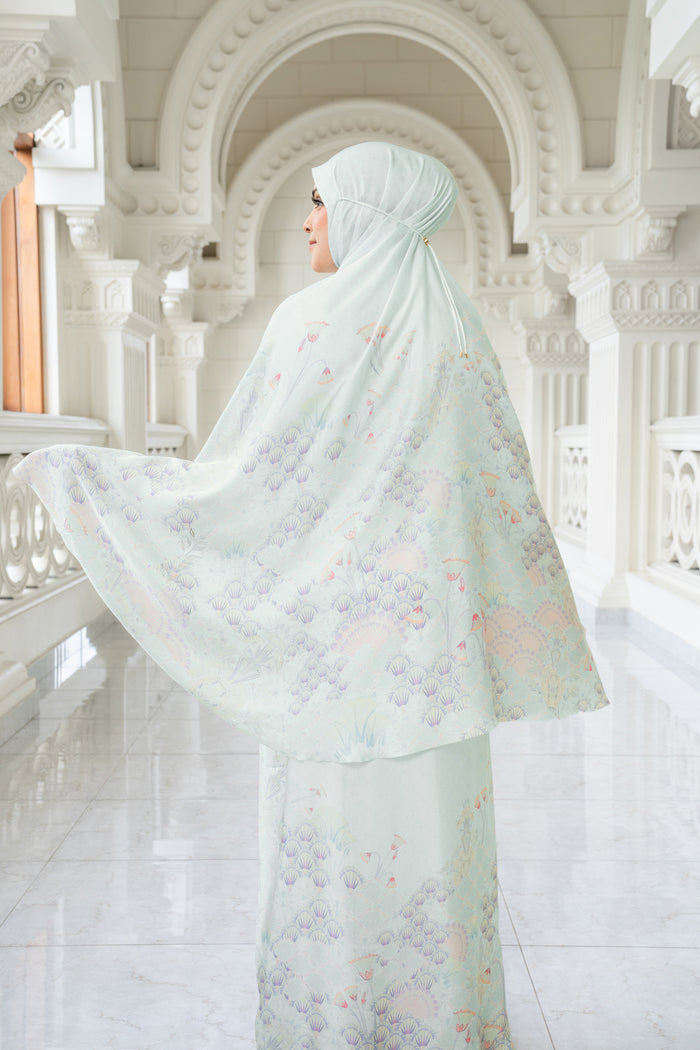 egypt prayer robe in salt by buttonscarves back view