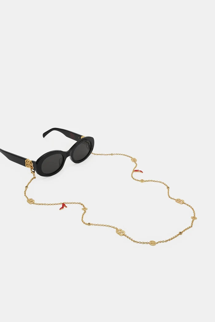 elia sunglasses in black by buttonscarves with eyewear chain