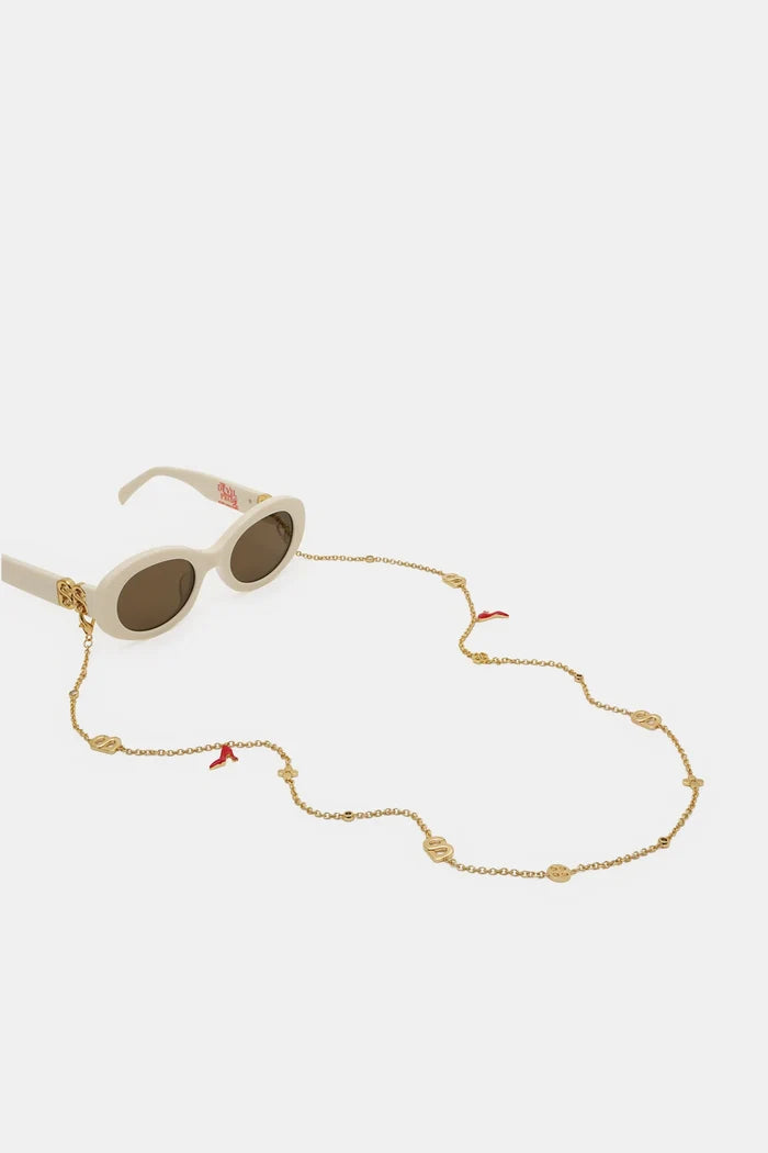elia sunglasses in broken white by buttonscarves with eyewear chain