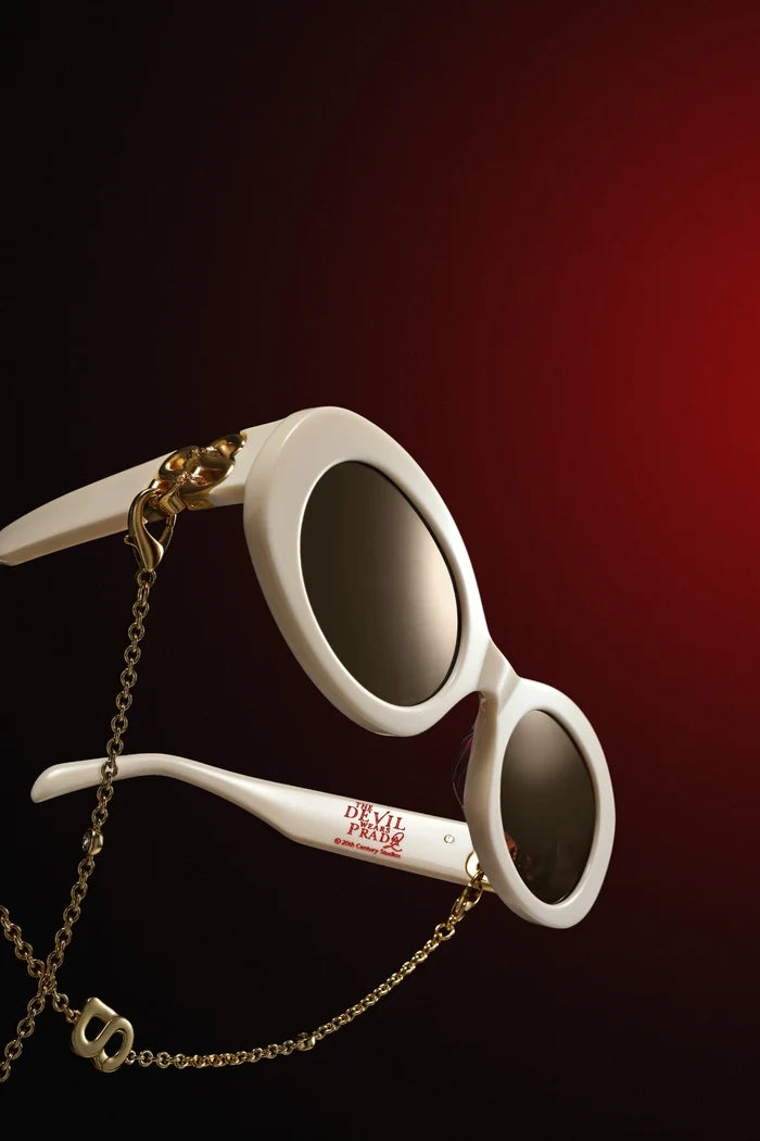 elia sunglasses in broken white by buttonscarves detail view