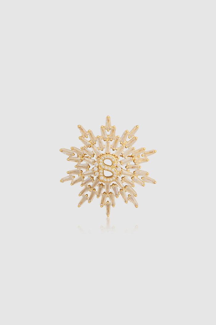 elira brooch in gold by buttonscarves front view