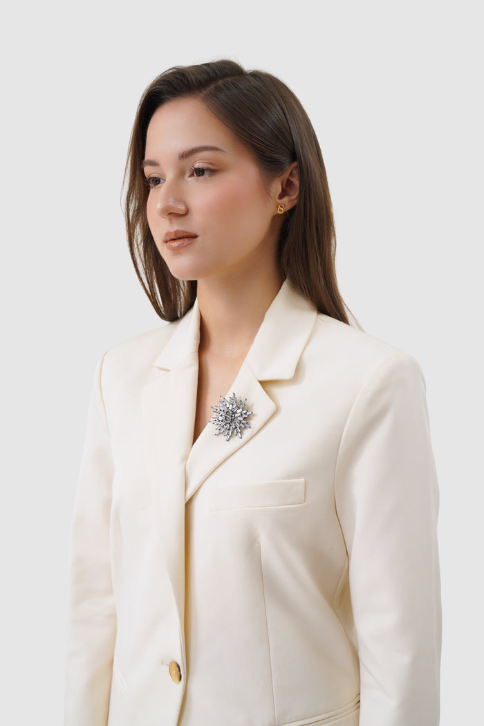 elira brooch in hematite by buttonscarves on blazer