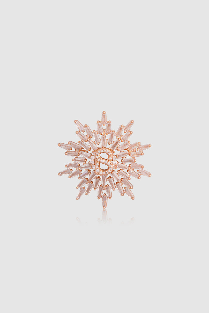 elira brooch in rose gold by buttonscarves front view