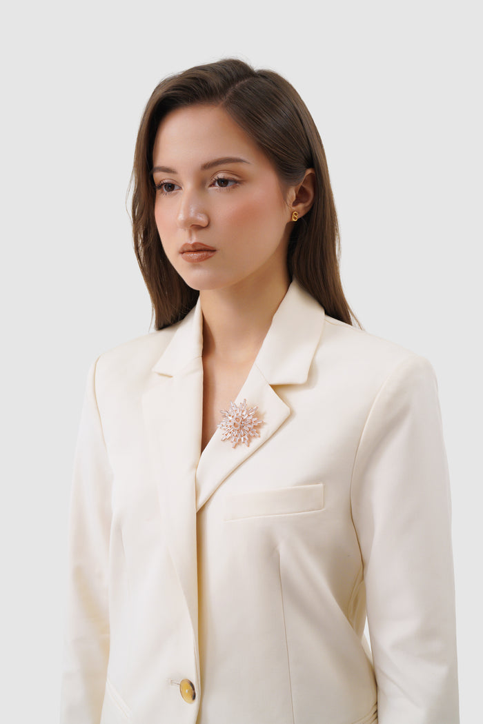 elira brooch in rose gold by buttonscarves on blazer
