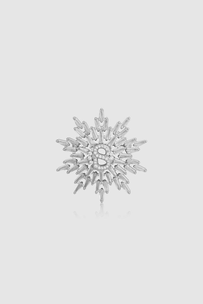 elira brooch in silver by buttonscarves front view
