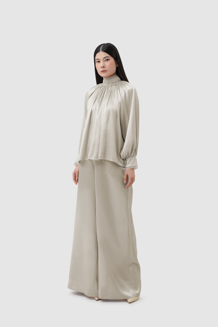 Elora Tapis Ruffle Blouse - Wheat