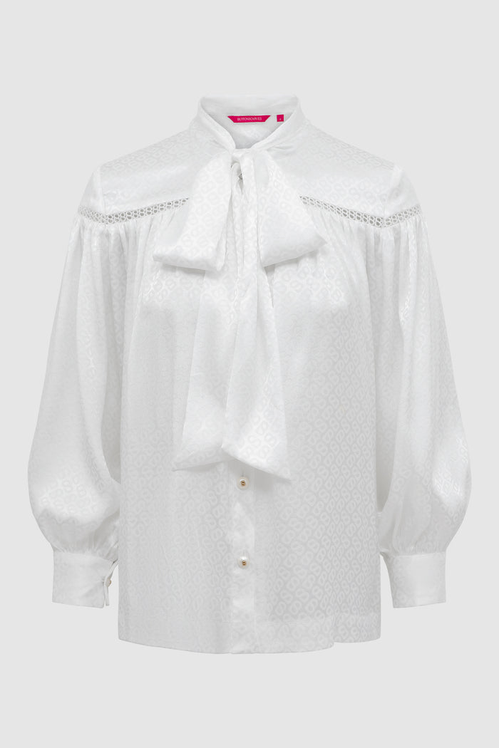 Elora Tapis Tie Bow Shirt - Jasmine