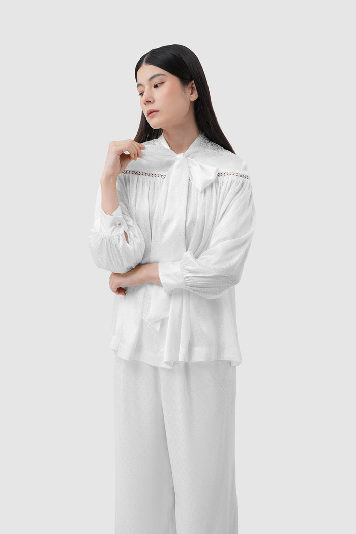 Elora Tapis Tie Bow Shirt - Jasmine
