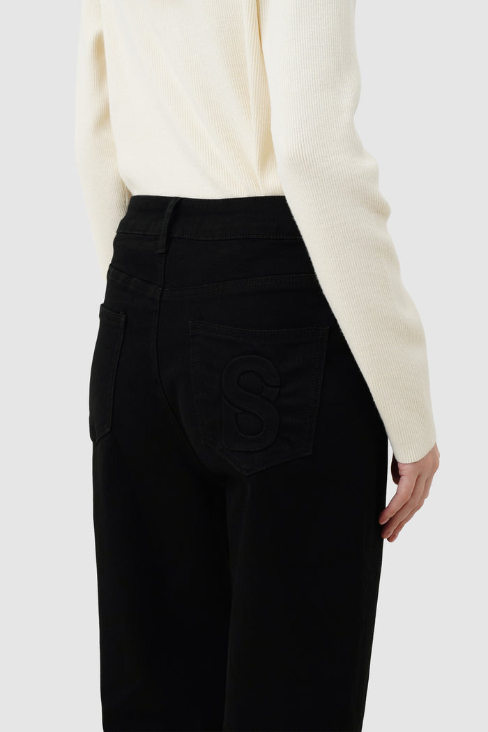 emma baggy denim pants in black by buttonscarves detail