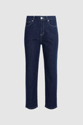 emma baggy denim pants in navy by buttonscarves front view