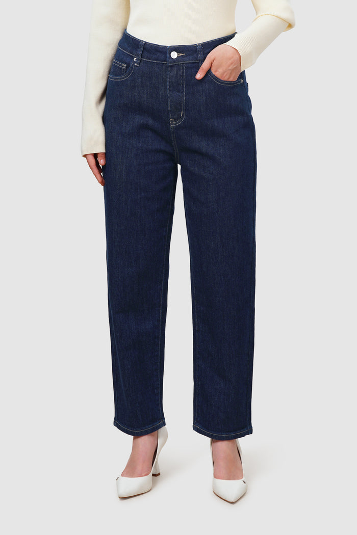 emma baggy denim pants in navy by buttonscarves overview look