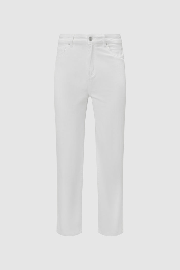 emma baggy denim pants in white by buttonscarves front view