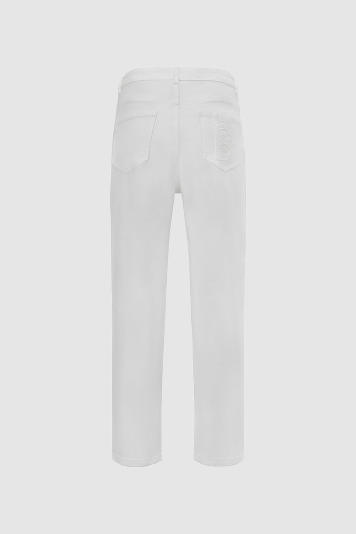 emma baggy denim pants in white by buttonscarves back view