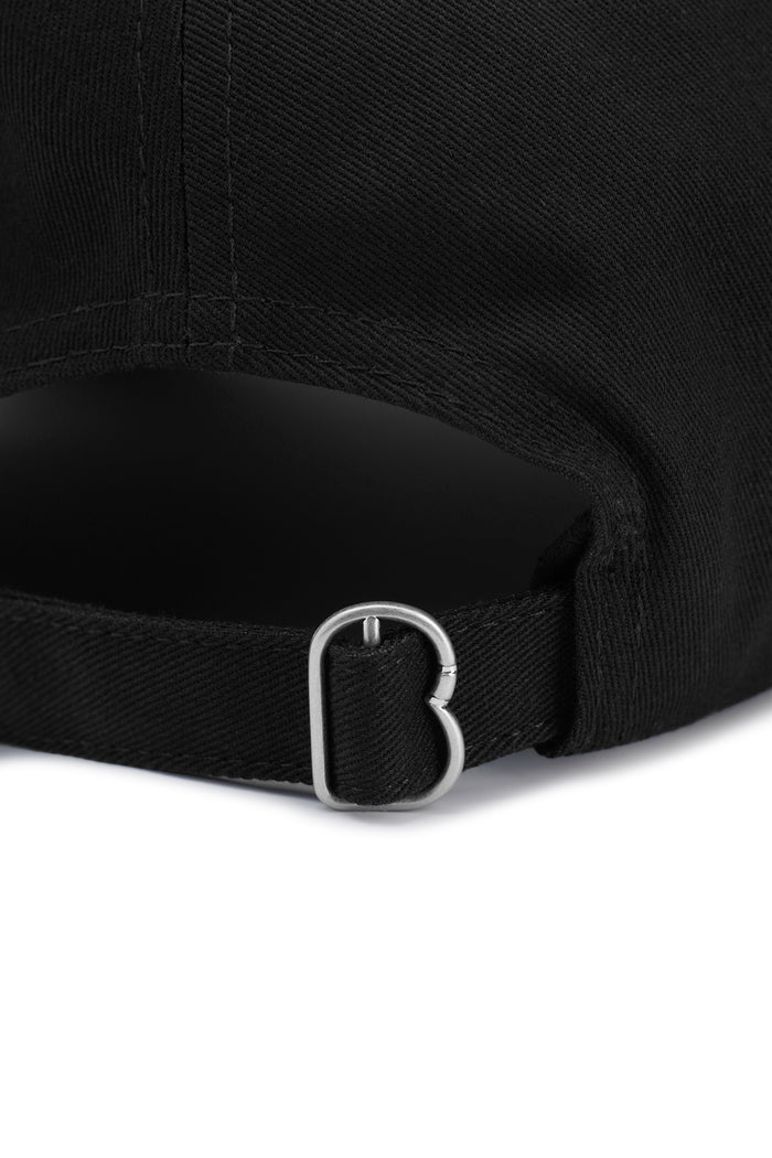 everyday cap in black by buttonscarves adjustable strap detail