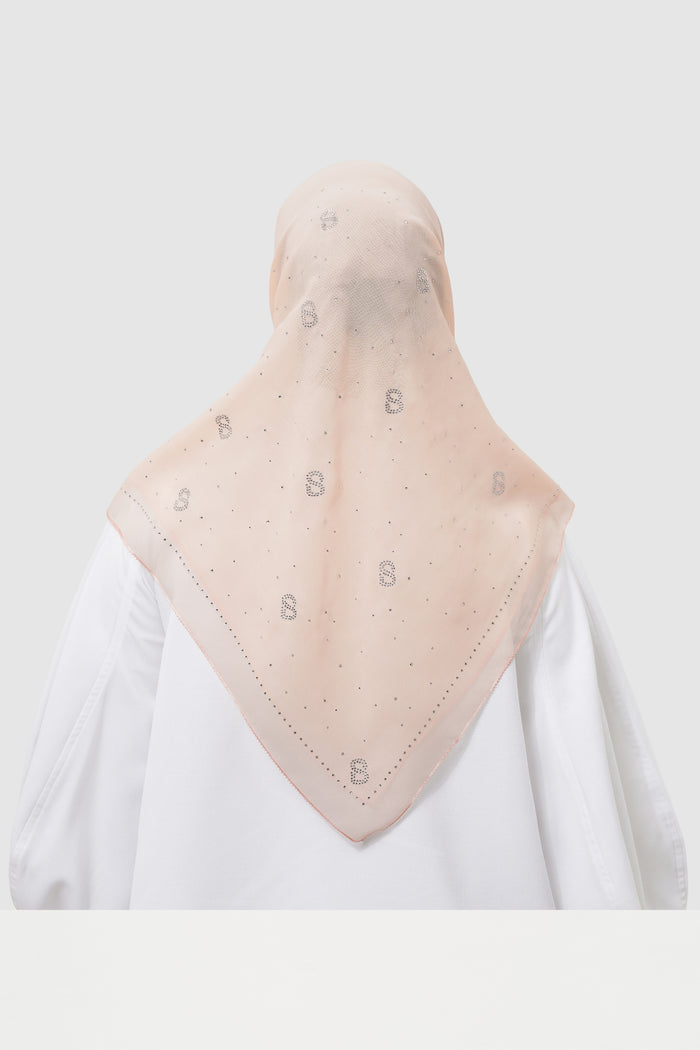 everyday glam scarf in beige by buttonscarves back view