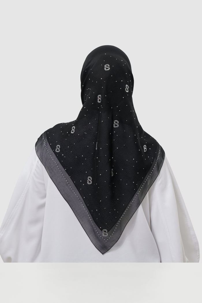 everyday glam scarf in black by buttonscarves back view