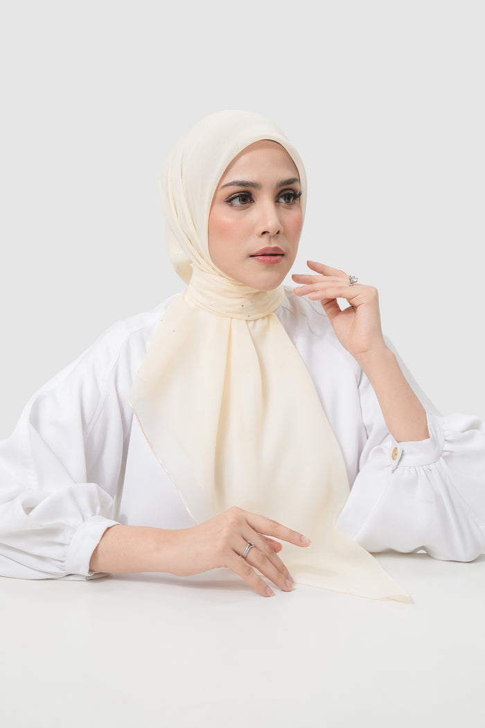 everyday glam scarf in butter by buttonscarves front view